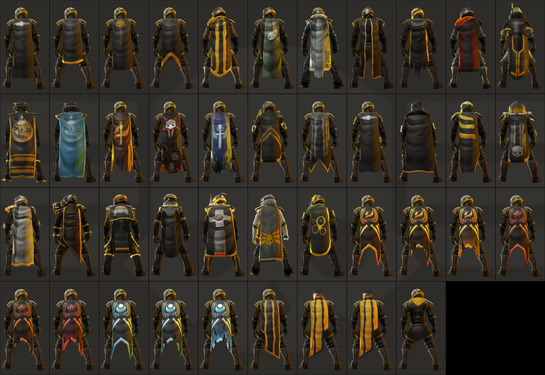All armors as seen from the back (click for full size image)
