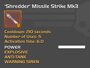 Fully upgraded 'Shredder' Missile Strike
