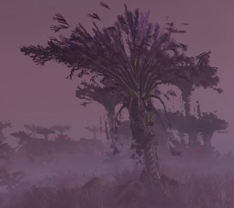 A purple palm tree