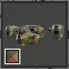 Pelican shuttle with woodland camouflage.