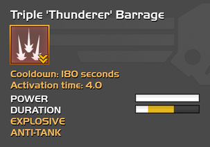 Fully upgraded to Triple 'Thunderer' Barrage