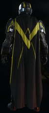 The Foesmasher cape worn on a Helldiver